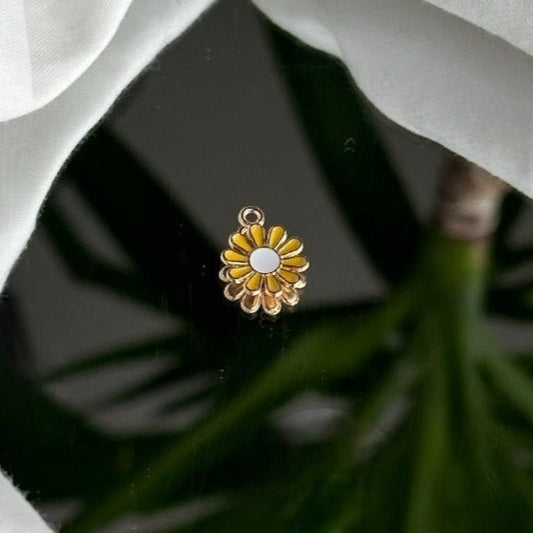 Yellow flower white center- Charm