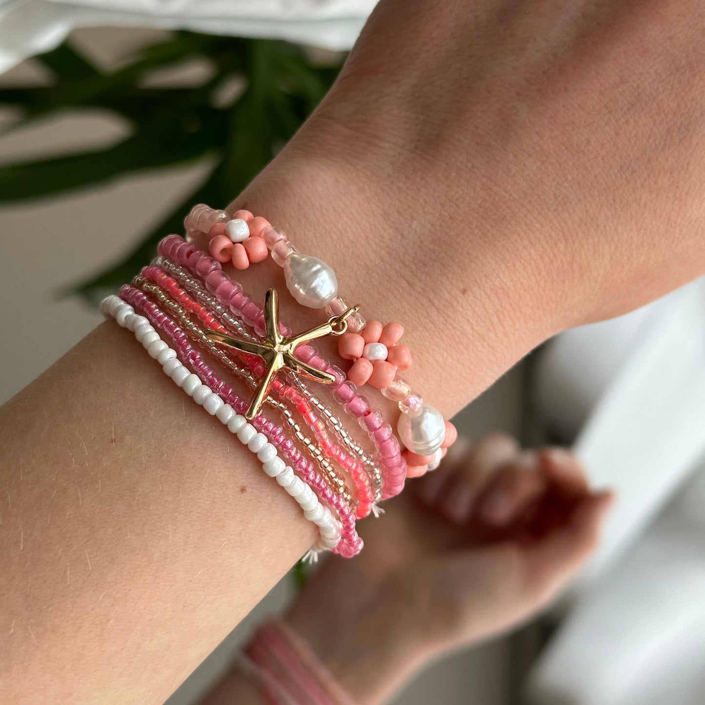 Set of playa pink bracelets