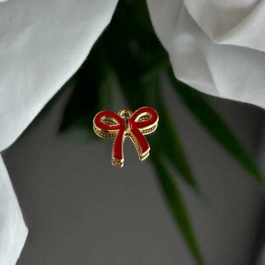 Gold and Red Bow - Charm