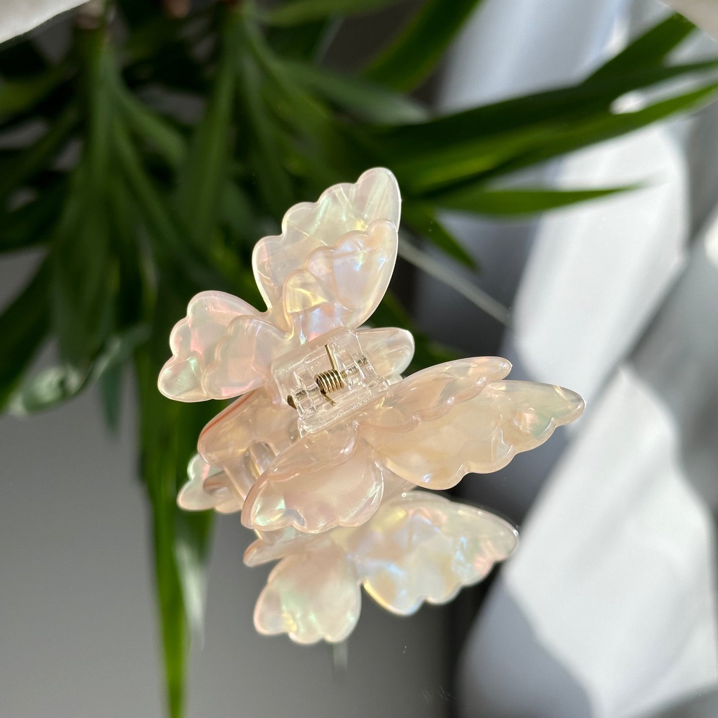 Pearly white butterfly clip