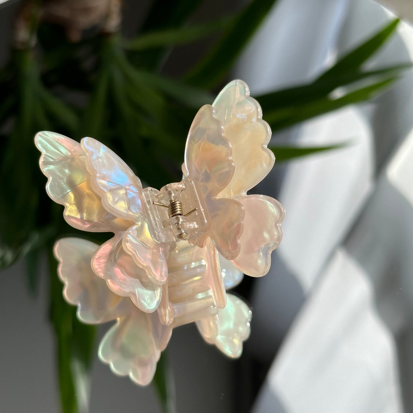 Pearly white butterfly clip