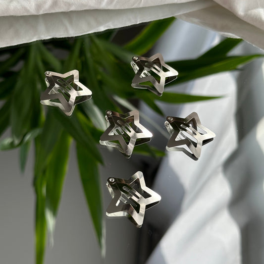 Silver star hair clips