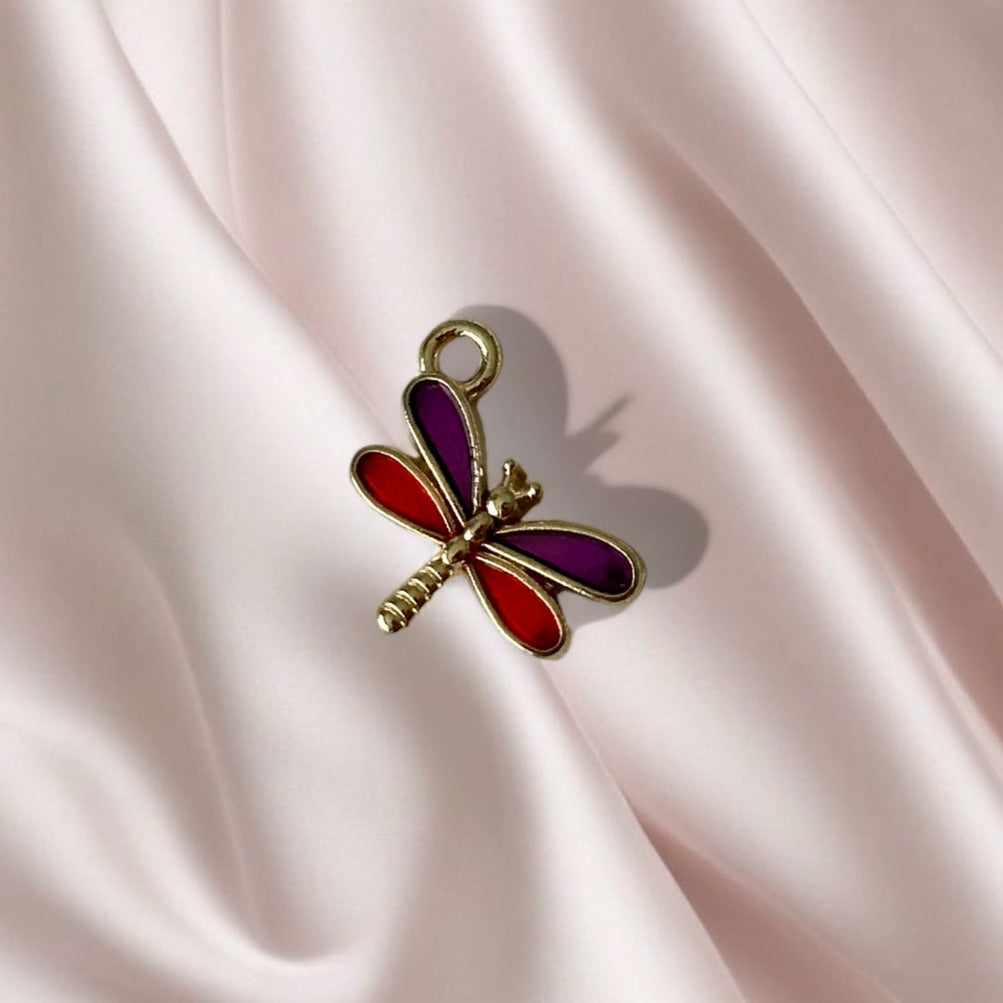 Purple &amp; Red Dragonfly - Charm