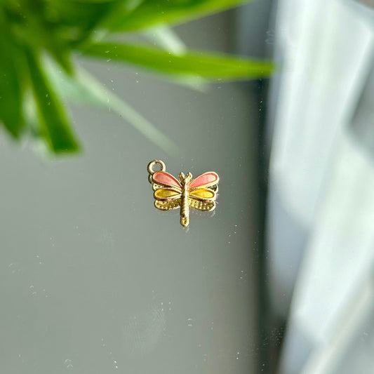 Coral and pink dragonfly- Charm