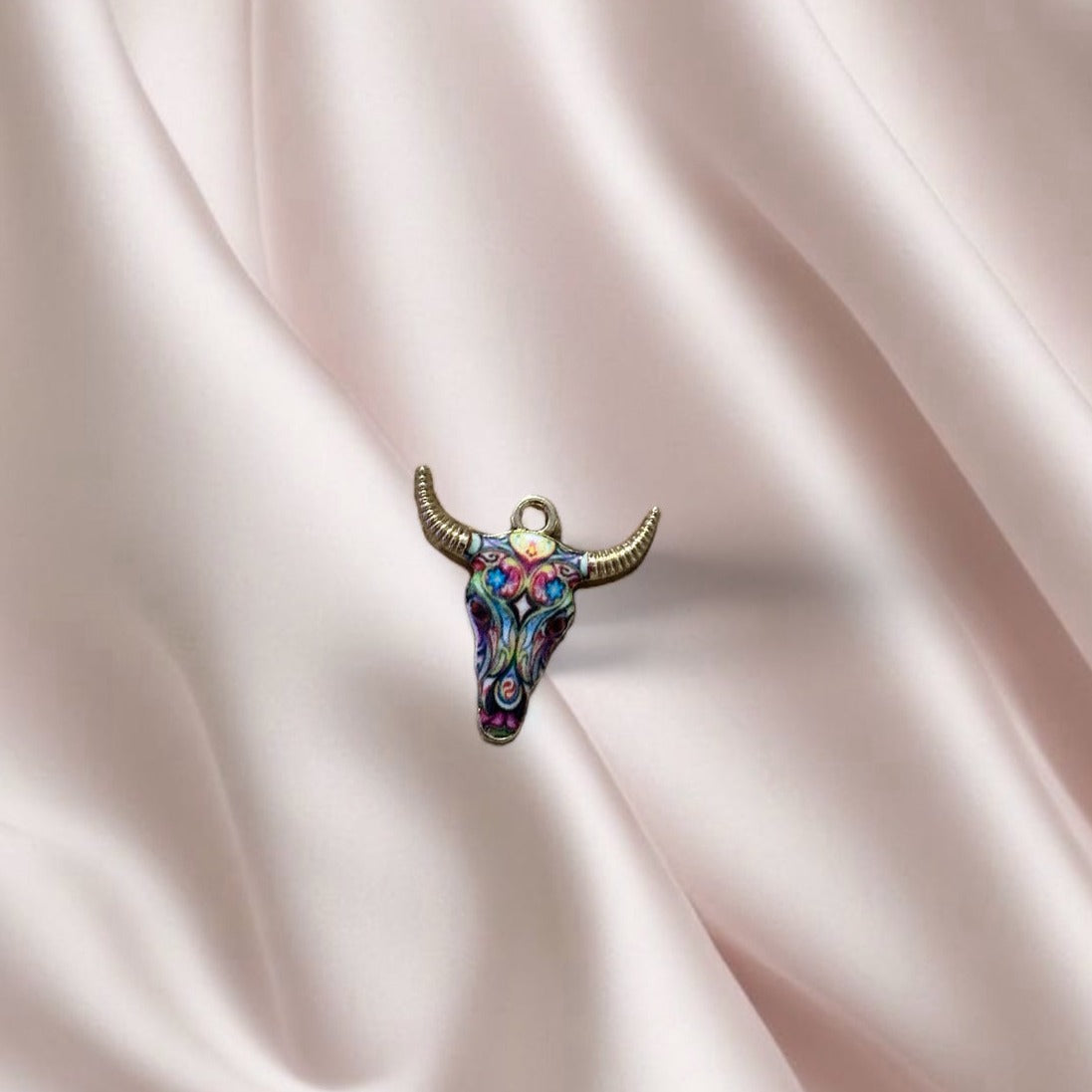 Colorful Enamel Cow Head- Charm